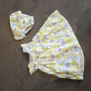 Yellow and White Baby Dress with Bloomers